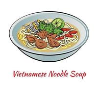 conjunto de comida deliciosa e famosa do vietnã em ícone de design gradiente colorido vetor