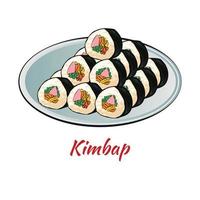 conjunto de comida deliciosa e famosa do coreano em ícone de design gradiente colorido vetor