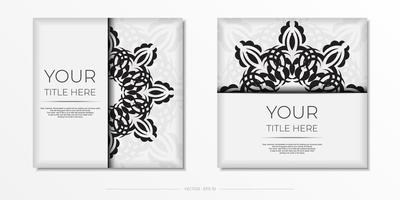 modelo de cartão postal quadrado branco luxuoso com ornamentos indianos vintage. elementos vetoriais elegantes e clássicos prontos para impressão e tipografia. vetor