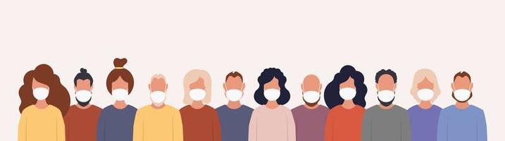 pessoas com máscaras médicas protetoras. usando uma máscara facial. vetor. vetor