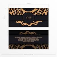 modelo de cartão postal de ouro preto escuro com ornamento de mandala abstrato branco. elementos vetoriais elegantes e clássicos são ótimos para decoração. vetor