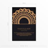 modelo de cartão de convite de ouro preto escuro com ornamento abstrato branco. elementos vetoriais elegantes e clássicos prontos para impressão e tipografia. ilustração vetorial. vetor