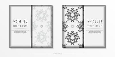 modelo de cartão postal quadrado branco luxuoso com ornamento de mandala abstrata vintage. elementos vetoriais elegantes e clássicos são ótimos para decoração. vetor