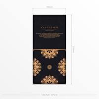 design de cartão postal pronto com ornamento de mandala indiana vintage. cores luxuosas de ouro preto. pode ser usado como plano de fundo e papel de parede. elementos vetoriais elegantes e clássicos prontos para impressão vetor