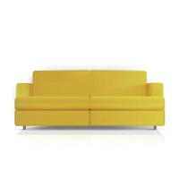 sofá de vetor realista. sofá amarelo isolado em um fundo branco. elemento para design de interiores.