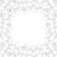 borda de contorno de flor de íris em fundo branco vetor
