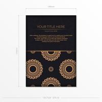 modelo de cartão postal de ouro preto escuro com ornamento de mandala abstrato branco. elementos vetoriais elegantes e clássicos prontos para impressão e tipografia. vetor