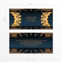 modelo de cartão postal azul escuro com ornamento indiano. elementos elegantes e clássicos prontos para impressão e tipografia. ilustração vetorial. vetor
