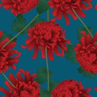 flor de crisântemo vermelho sobre fundo azul índigo vetor