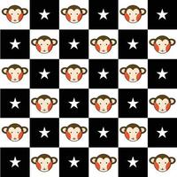 fundo de tabuleiro de xadrez branco preto estrela de macaco vetor