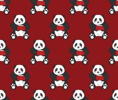 panda bonito com letra vermelha sobre fundo vermelho. vetor