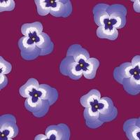 flor de amor-perfeito violeta violeta jardim sobre fundo vermelho roxo. vetor