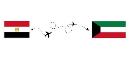voo e viagem do Egito para o Kuwait pelo conceito de viagens de avião de passageiros vetor