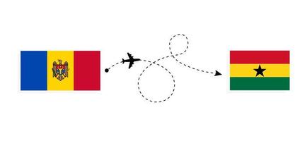 voo e viagem da moldávia para gana pelo conceito de viagem de avião de passageiros vetor