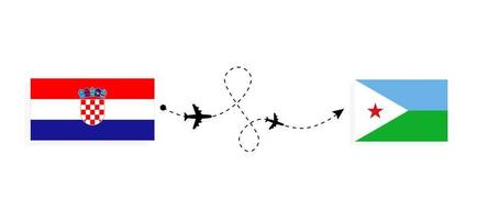 voo e viagem da croácia para djibuti pelo conceito de viagens de avião de passageiros vetor