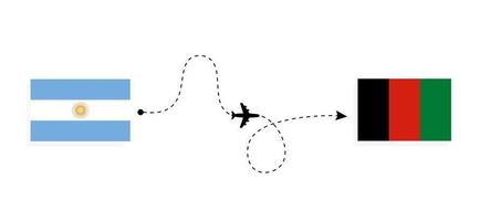 voo e viagem da argentina para o afeganistão pelo conceito de viagem de avião de passageiros vetor