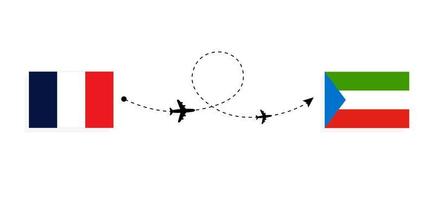 voo e viagem da frança para a guiné equatorial pelo conceito de viagem de avião de passageiros vetor