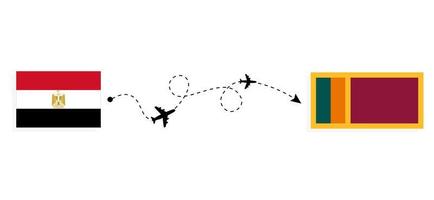 voo e viagem do egito para o sri lanka pelo conceito de viagens de avião de passageiros vetor