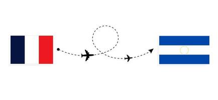 voo e viagem da frança para el salvador pelo conceito de viagens de avião de passageiros vetor