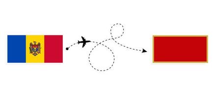 voo e viagem da moldávia para montenegro pelo conceito de viagens de avião de passageiros vetor