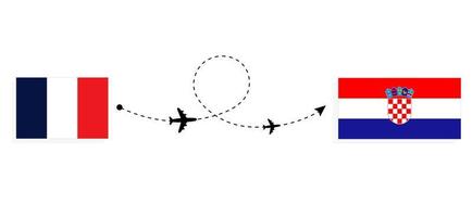voo e viagem da frança para a croácia pelo conceito de viagens de avião de passageiros vetor