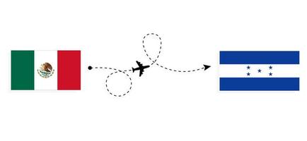 voo e viagem do méxico para honduras pelo conceito de viagem de avião de passageiros vetor