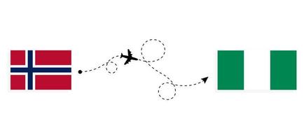 voo e viagem da noruega para a nigéria pelo conceito de viagem de avião de passageiros vetor