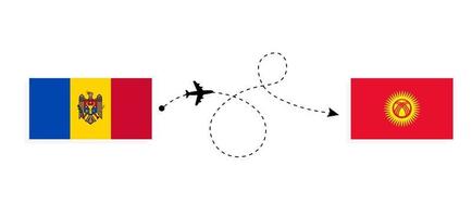 voo e viagem da Moldávia para o Quirguistão pelo conceito de viagem de avião de passageiros vetor