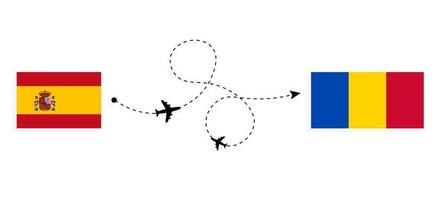 voo e viagem da espanha para a moldávia pelo conceito de viagem de avião de passageiros vetor
