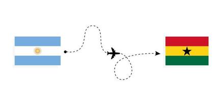 voo e viagem da argentina para gana pelo conceito de viagem de avião de passageiros vetor