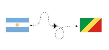 voo e viagem da argentina para a república do congo pelo conceito de viagem de avião de passageiros vetor