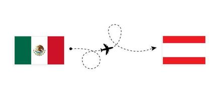 voo e viagem do méxico para o líbano pelo conceito de viagem de avião de passageiros vetor