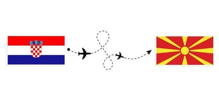 voo e viagem da croácia para a macedônia pelo conceito de viagens de avião de passageiros vetor