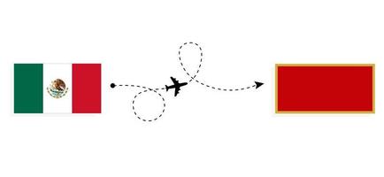 voo e viagem do méxico para montenegro pelo conceito de viagens de avião de passageiros vetor