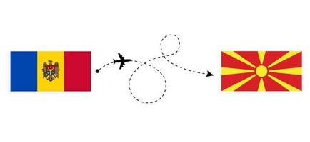 voo e viagem da moldávia para a macedônia pelo conceito de viagem de avião de passageiros vetor