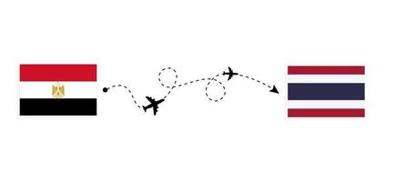 voo e viagem do Egito para a Tailândia pelo conceito de viagens de avião de passageiros vetor