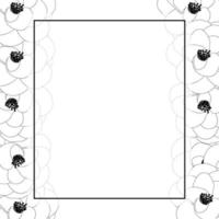 borda de cartão de banner de contorno de flor de camélia vetor