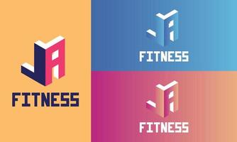 la fitness modelo de vetor de logotipo corporativo criativo plano 3d isométrico de fitness