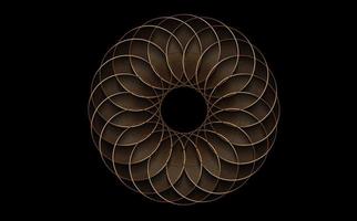 torus yantra, elemento de círculos de geometria sagrada de flor de ouro. ornamento matemático circular mandala logotipo dourado. padrão circular de luxo dos círculos cruzados, vetor isolado em fundo preto