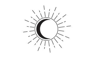 clipart de arte de linha vintage sol e lua. contorno do logotipo do sol, tatuagem de lua. geometria sagrada mística, deusa mágica pagã wicca e símbolo de deus. ilustração vetorial de sinal preto isolado fundo branco antigo vetor