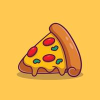 vetor de estilo de desenho animado de ilustração de pizza