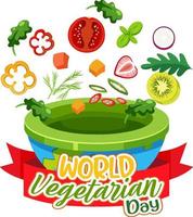 logotipo do dia vegetariano mundial com vegetais e frutas vetor