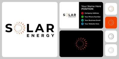 design de logotipo de sol solar de marca de palavra com modelo de cartão de visita. vetor