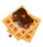 waffle belga com sobremesa doce de chocolate para ilustração vetorial de café da manhã vetor