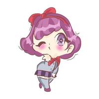 linda garota feliz kawaii vestindo uniforme escolar. expressões, emoções, emoji. rosa, roxo, violeta, peri. mangá anime chibi arte. piscar vetor