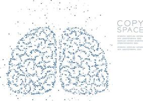 círculo geométrico abstrato ponto molécula partícula padrão cérebro vista frontal forma, vr tecnologia ciência médica conceito design ilustração de cor azul isolado no fundo branco com vetor de espaço de cópia