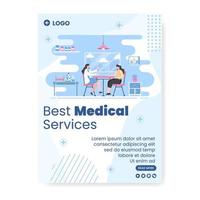 modelo de pôster de check-up médico ilustração de design plano de saúde editável de fundo quadrado para mídia social, cartão de felicitações ou web vetor