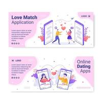 aplicativo de namoro para uma ilustração de design plano de modelo de banner de correspondência de amor editável de fundo quadrado adequado para mídia social ou cartão de cumprimentos dos namorados vetor