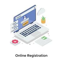 conceitos de registro online vetor