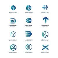 conjunto de vetor de design de logotipo de negócios de tecnologia